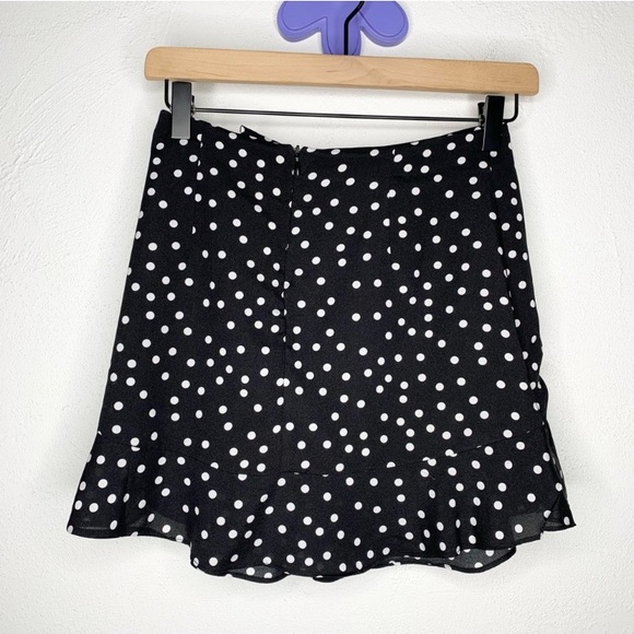 PRINCESS POLLY Black White Polka Dot Wrap Skirt M 8 - Picture 4 of 5